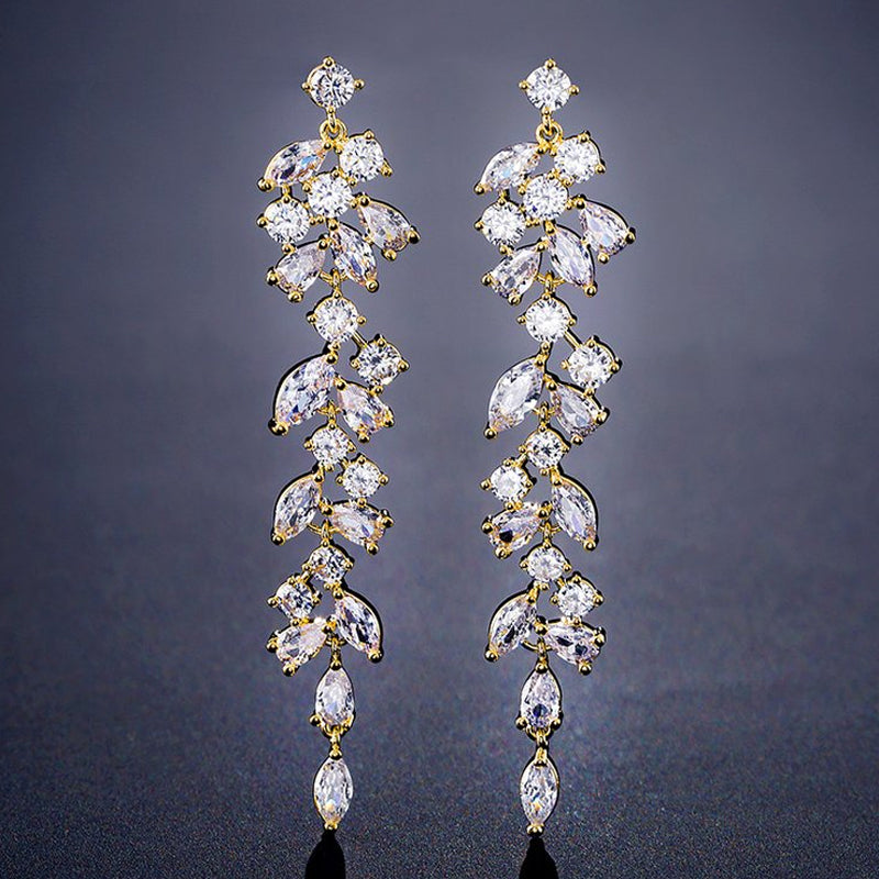 Crystal Petal Tassel Earrings