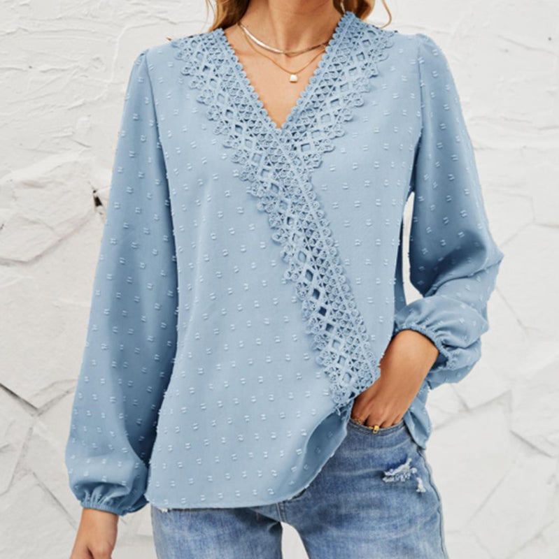 Chiffon Pompom Lace Shirt