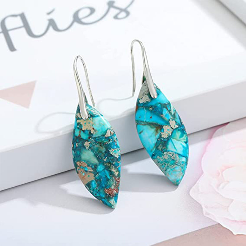Leaf Shape Natural Stone Drop Earrings