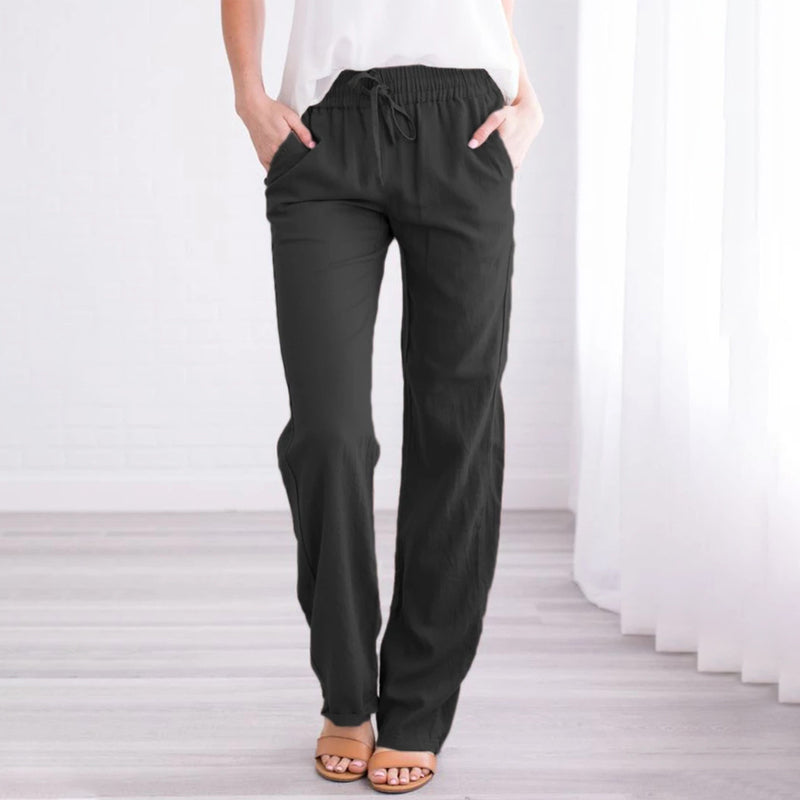 Solid Color Lace-Up Pants