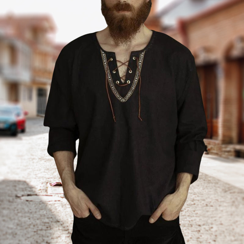 Drawstring V-Neck Shirt