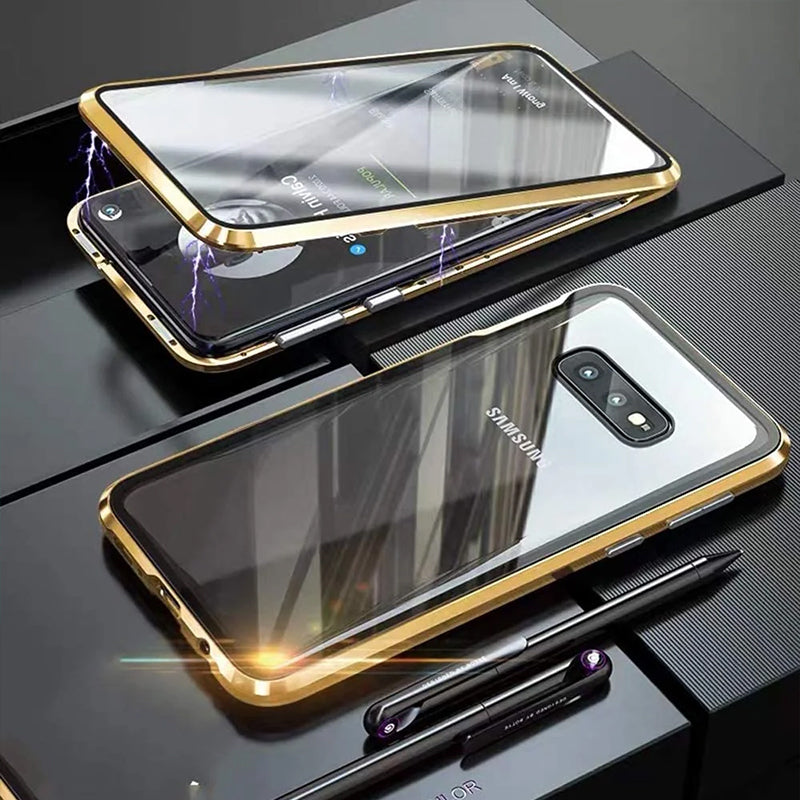 Magnetic Tempered Glass Double-sided Phone Case For Samsung