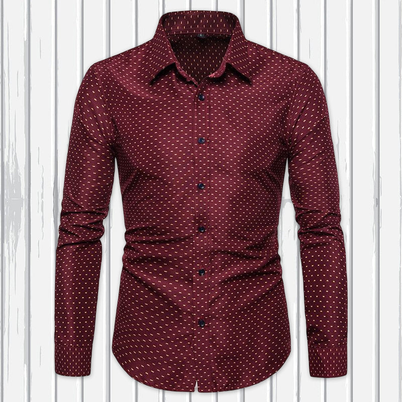 Men's Slim Floral Long Sleeve Shirt