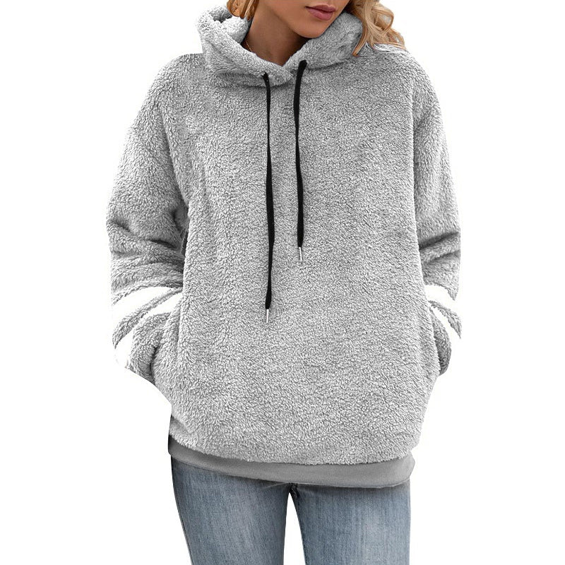 Drawstring Plush Sweater Jacket