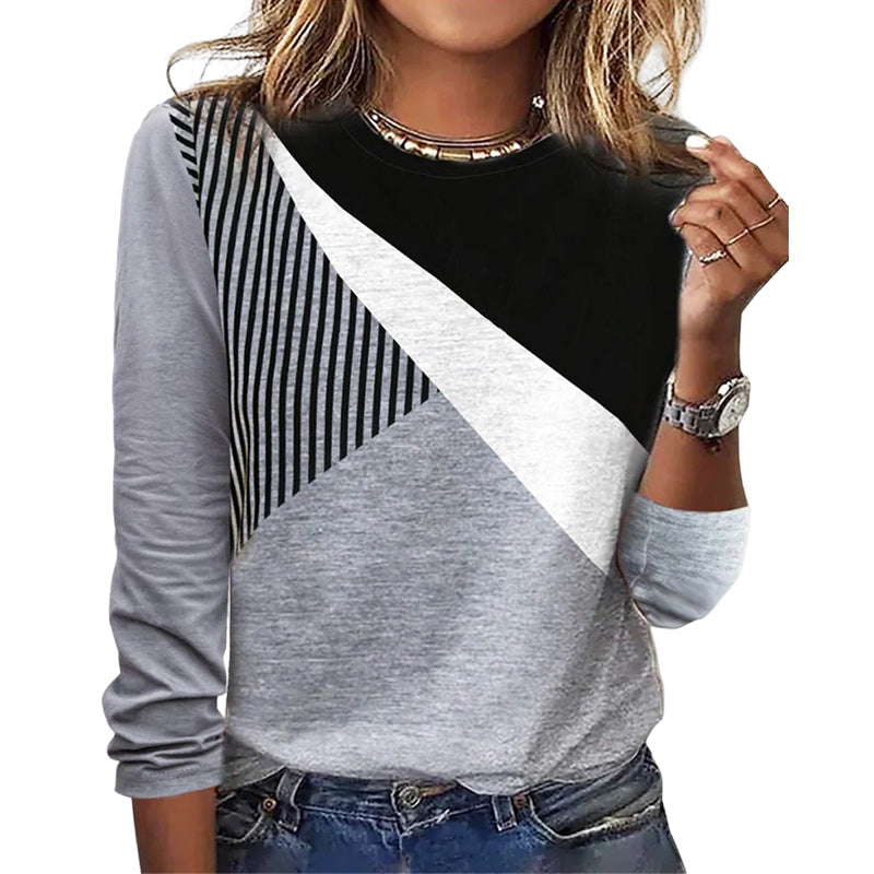 Womens Casual Stripe Color Block Sweatshirts