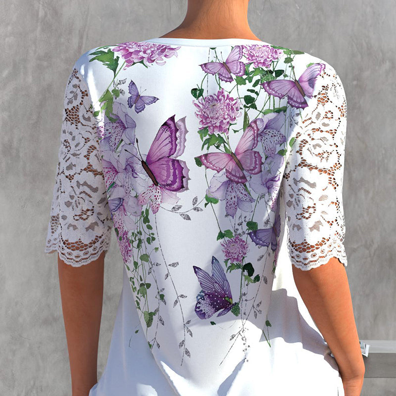 Knee-length Dress With Butterfly Print