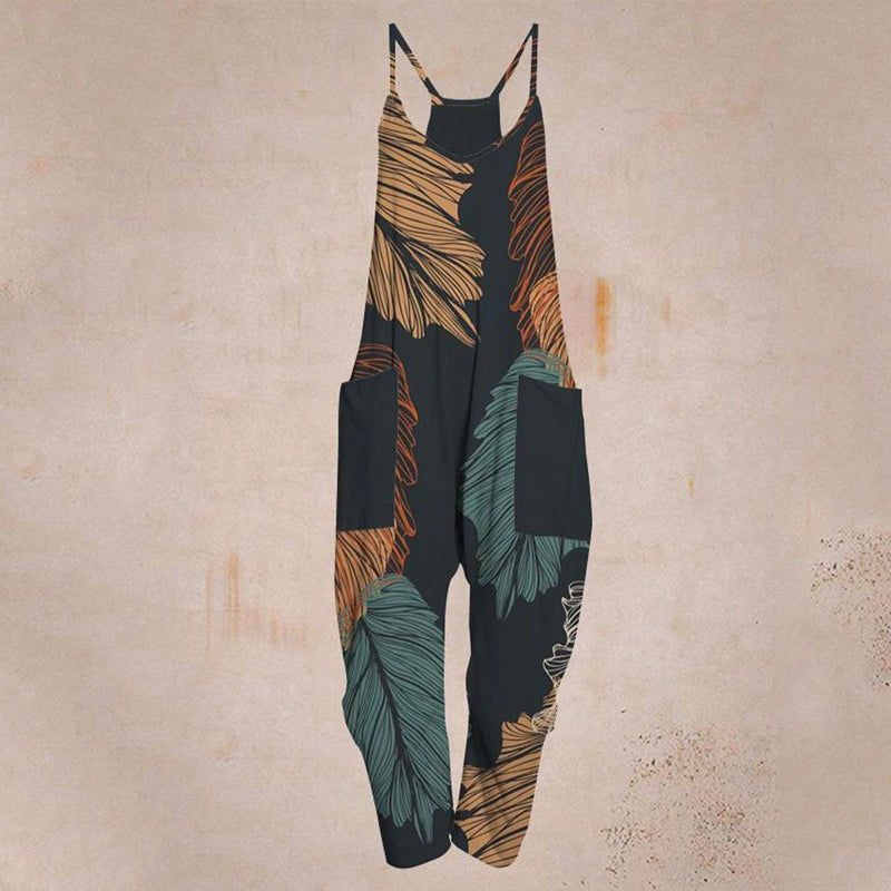 Casual Leaf Print Comfortable Jumpsuit