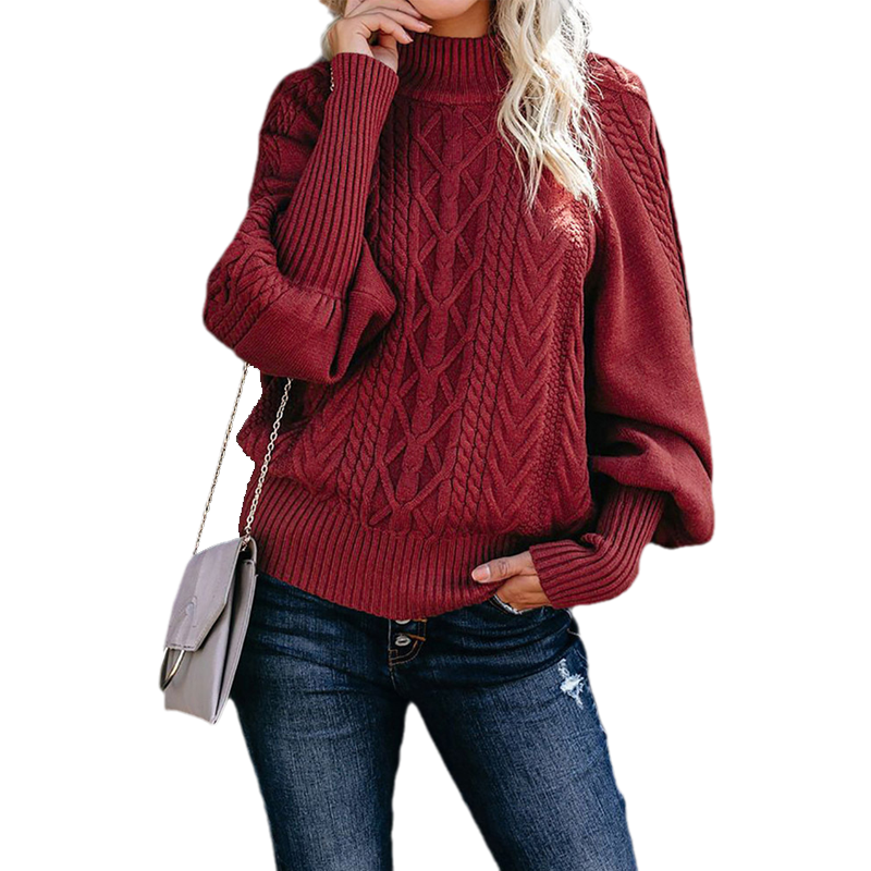 Loose-fitting Long-sleeved Knit Solid Color Sweater