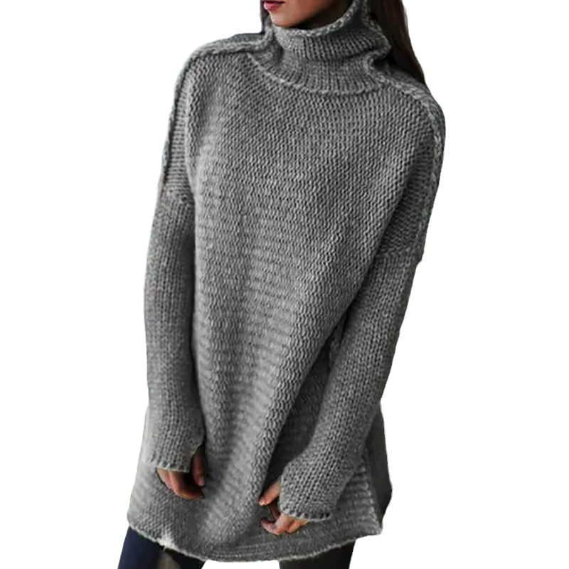 Solid Color Turtleneck Long Sleeve Pullover