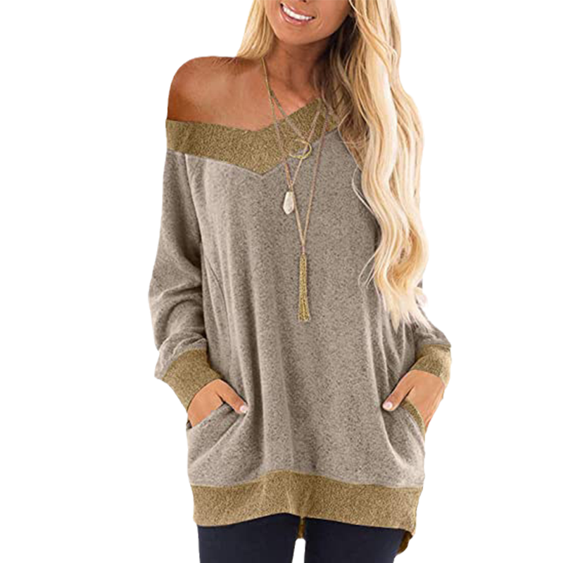 V Neck Contrast Pocket Sweatshirt