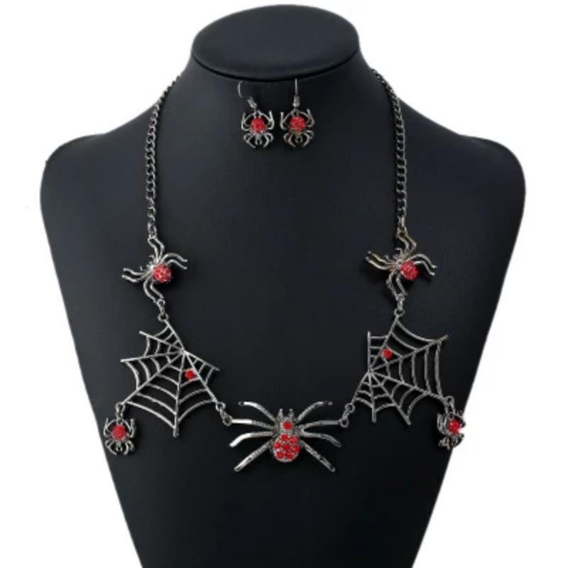 Halloween Jewelry Creative Necklace Spider Web Pendant & Chain