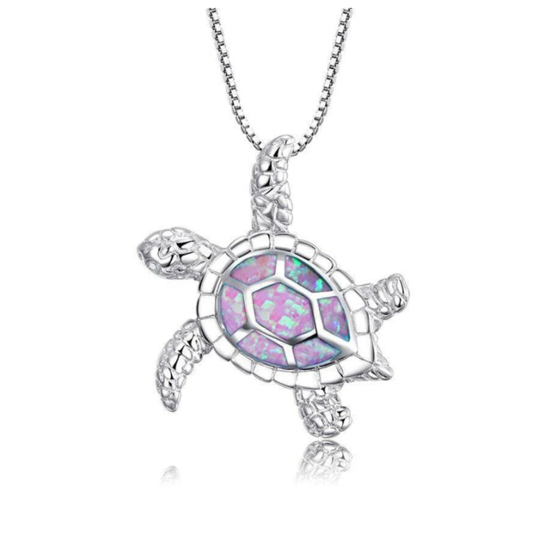 Blue Opal Sea Turtle Necklace