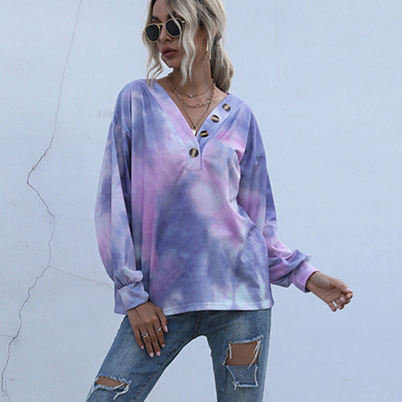 V-neck Tie-dye Sweatshirt