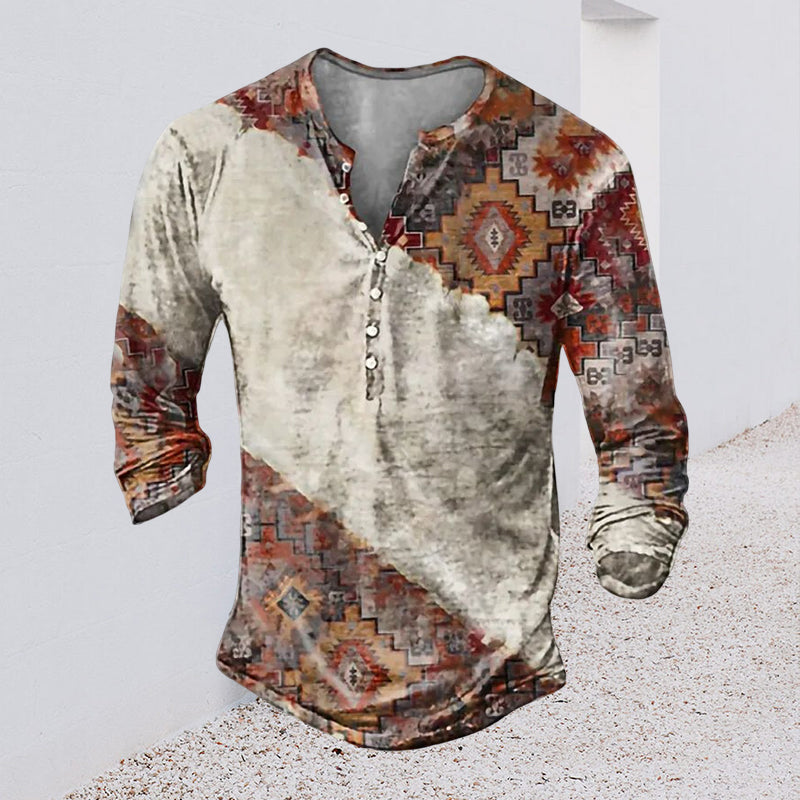Long Sleeve Vintage Print T-Shirt