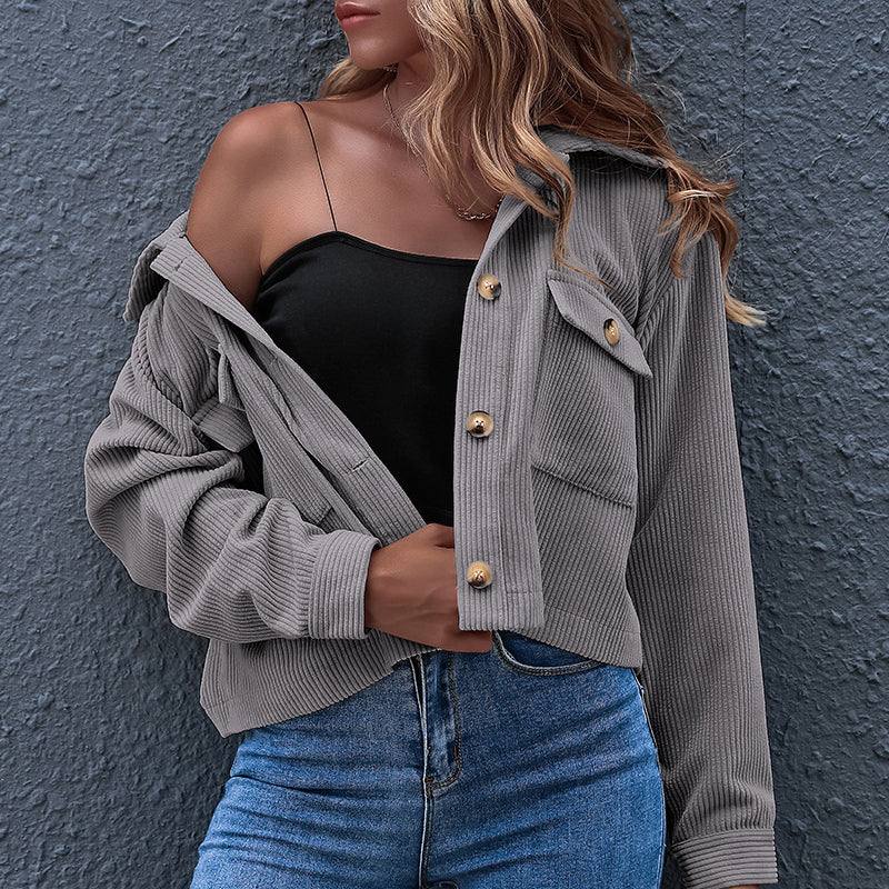 Women's Casual Cropped Corduroy Jackets