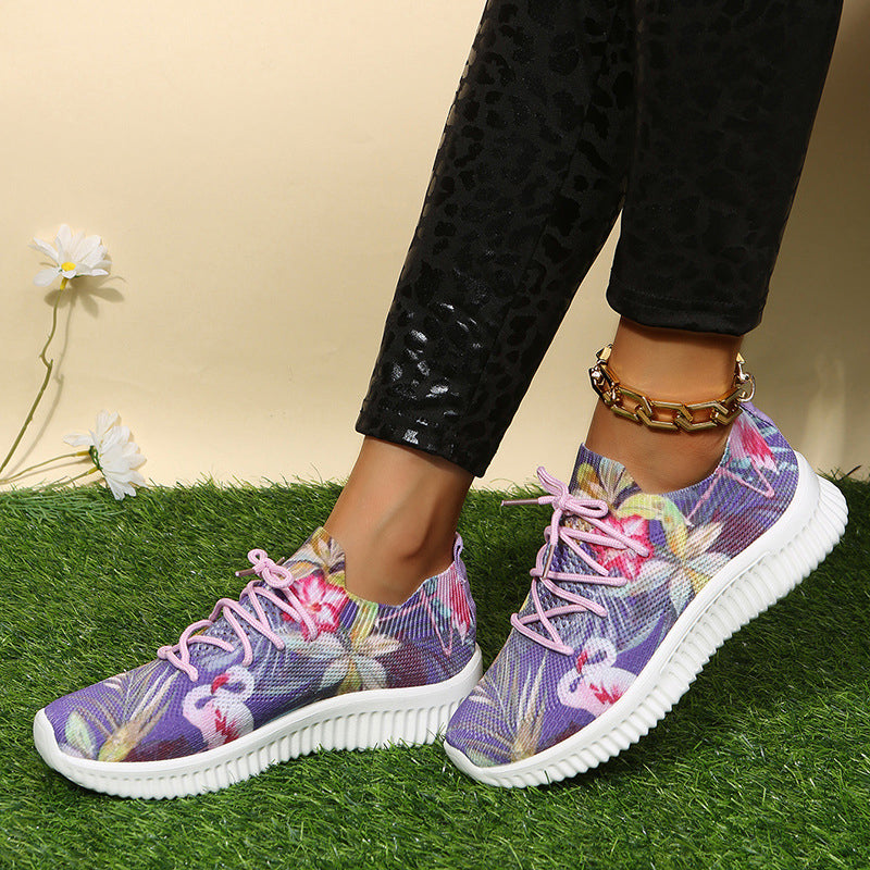 Printed Lace-Up Sneakers