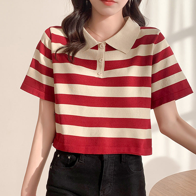 Front Shoulder Polo Neck T-shirt