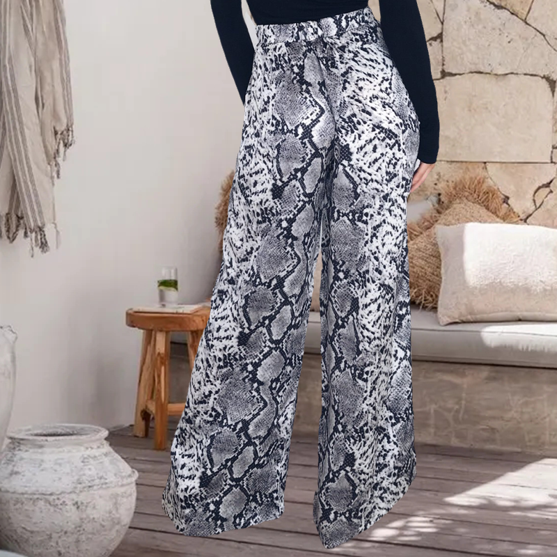 High Waist Leopard Print Wide Leg Pants