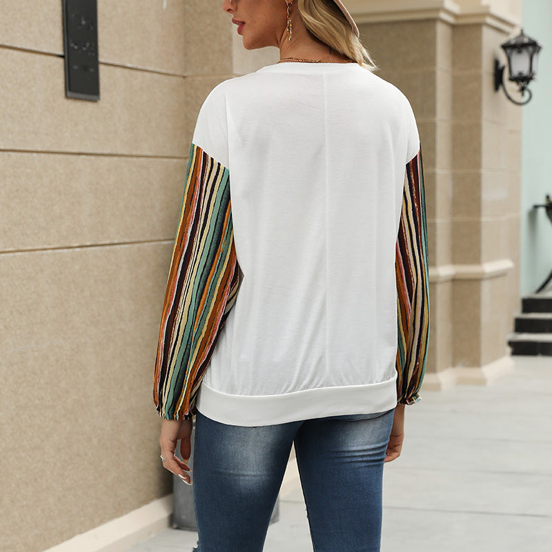 Colorful Striped Sleeve T-Shirt