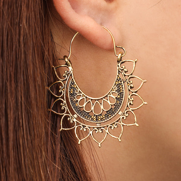 Bohemian Flower Hoop Earrings
