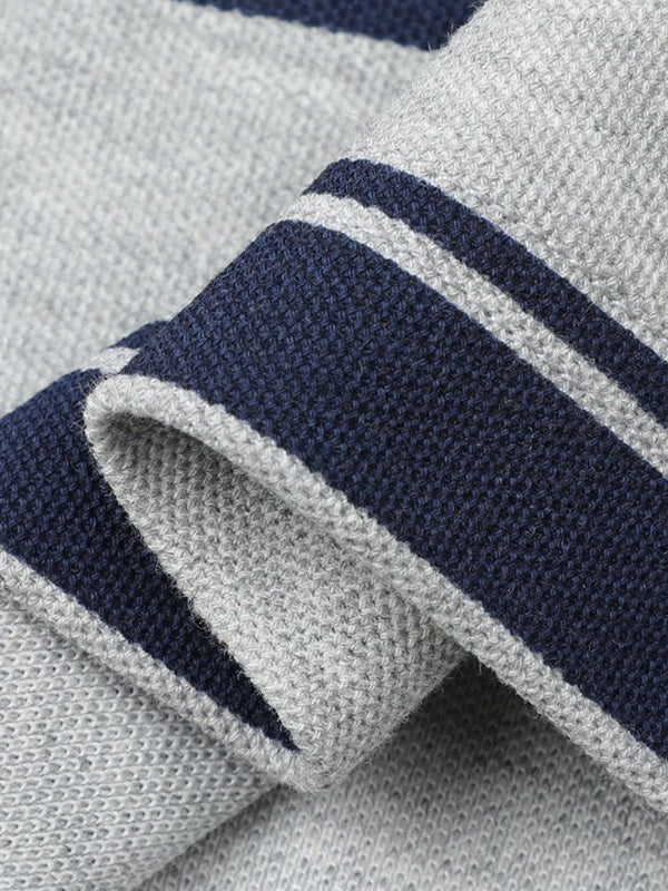 Men's Striped Long Sleeve Lapel Commuting Polo Shirt