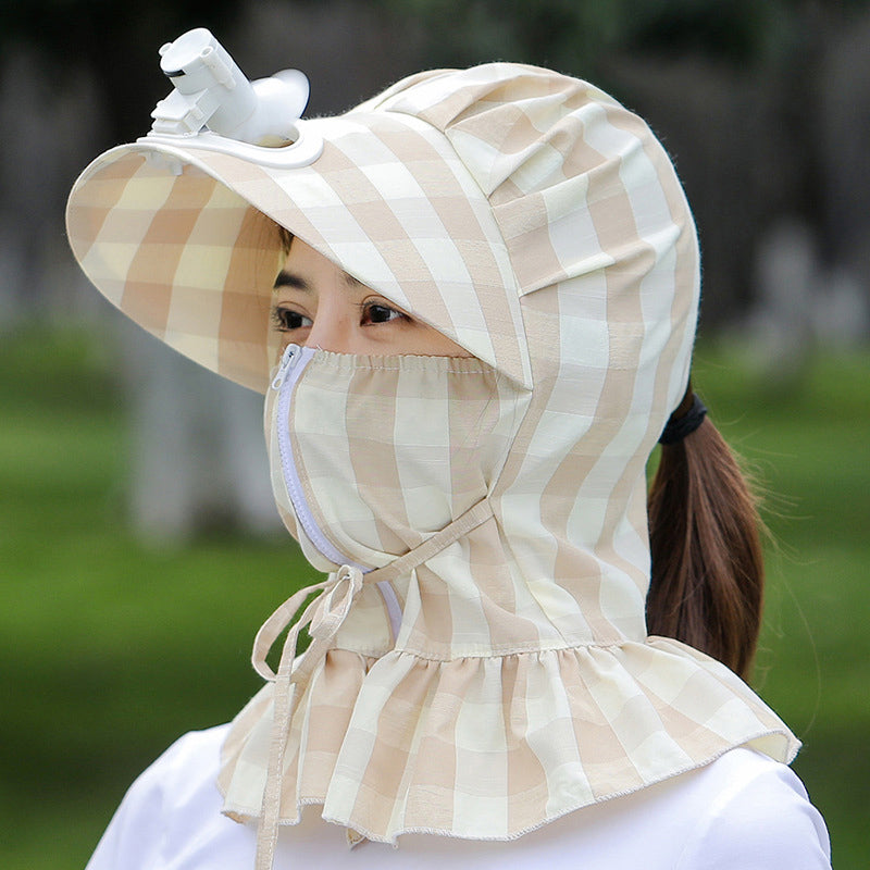 Sunshade Long Brim Sun Hat with Fan