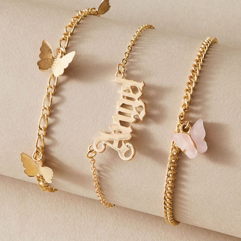 Angel Butterfly Anklet 3 Piece Set