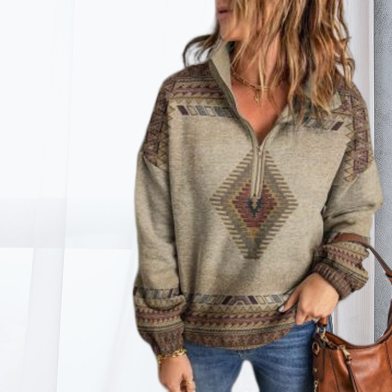 Ethnic Print Long Sleeve T-shirt