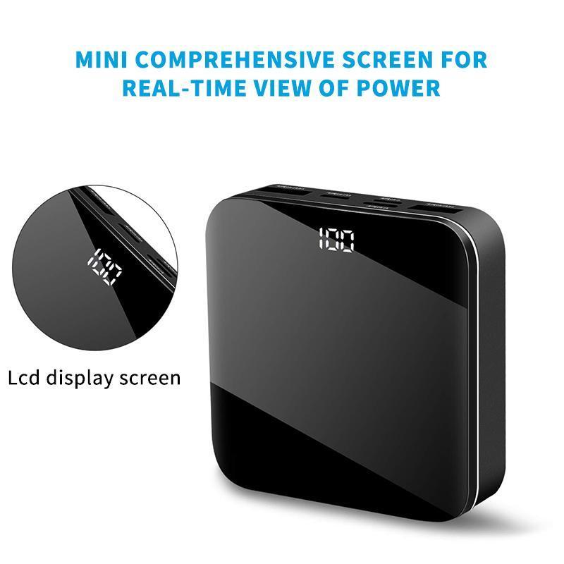 Mini Power Bank Portable Charger 10000mAh High Capacity with LCD mirror Display 