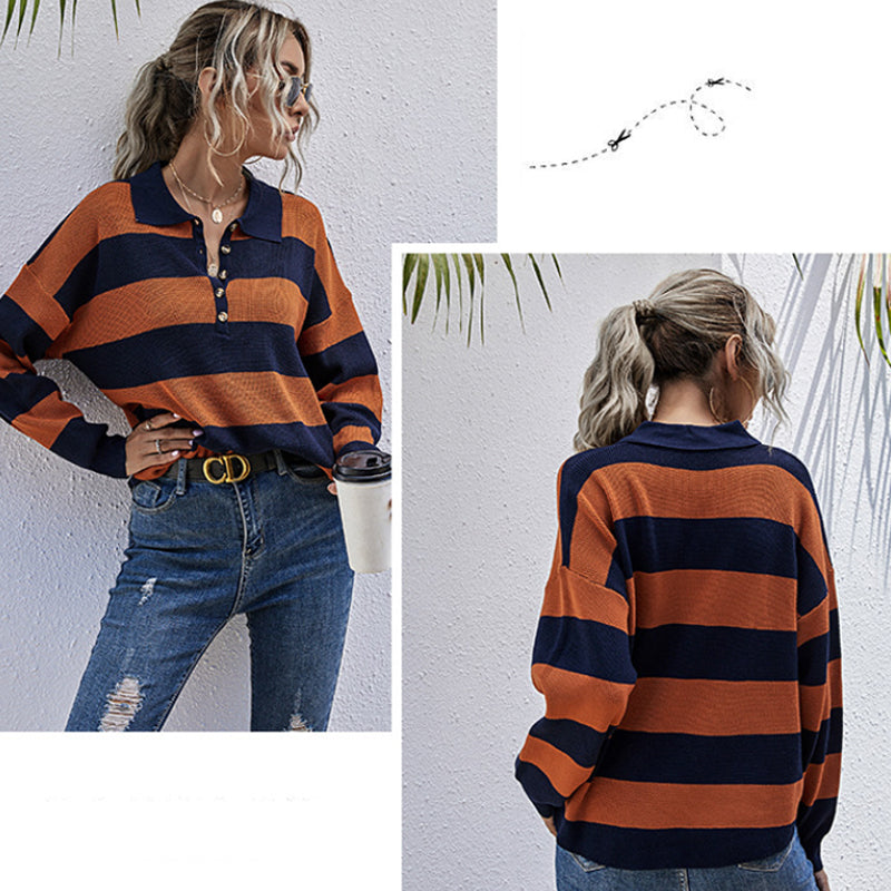 Women's Autumn Vintage Striped Long Sleeve T-Shirt