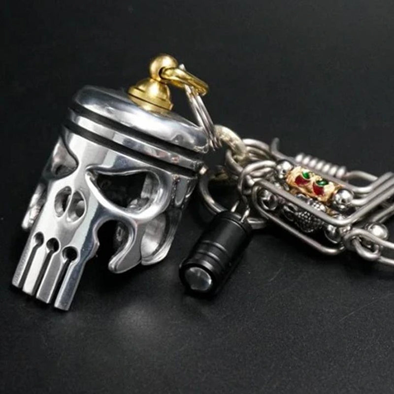 Piston Art Skull Keychain