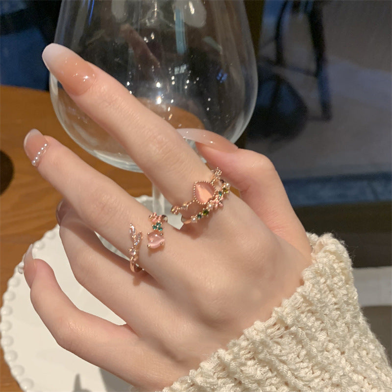 Double Heart Zircon Split Ring