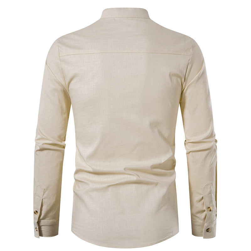 Linen Long Sleeve Cotton Slim Fit Shirt