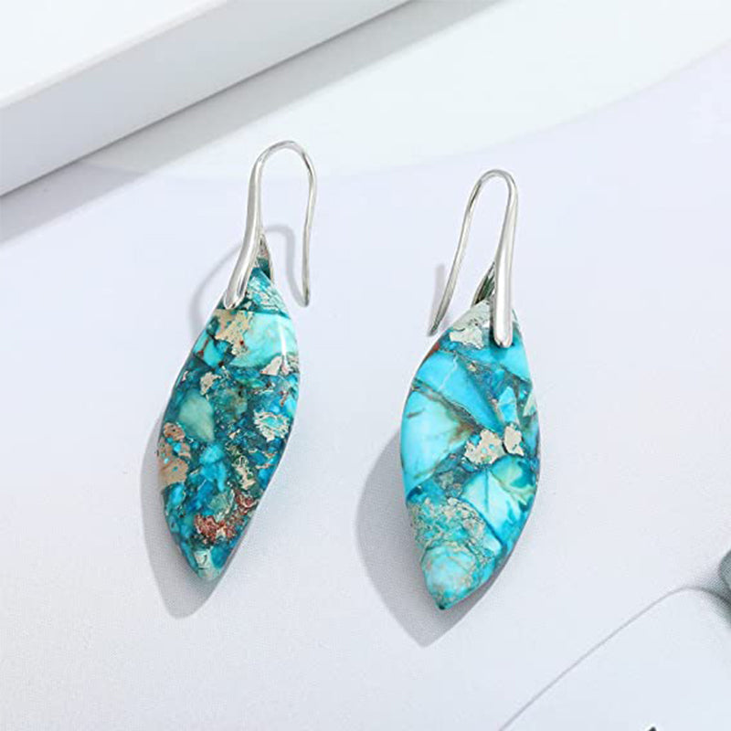 Leaf Shape Natural Stone Drop Earrings