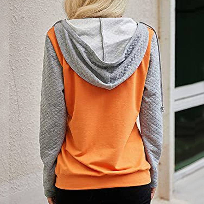 Hooded Zip-panel Contrast Pocket Sweatshirt