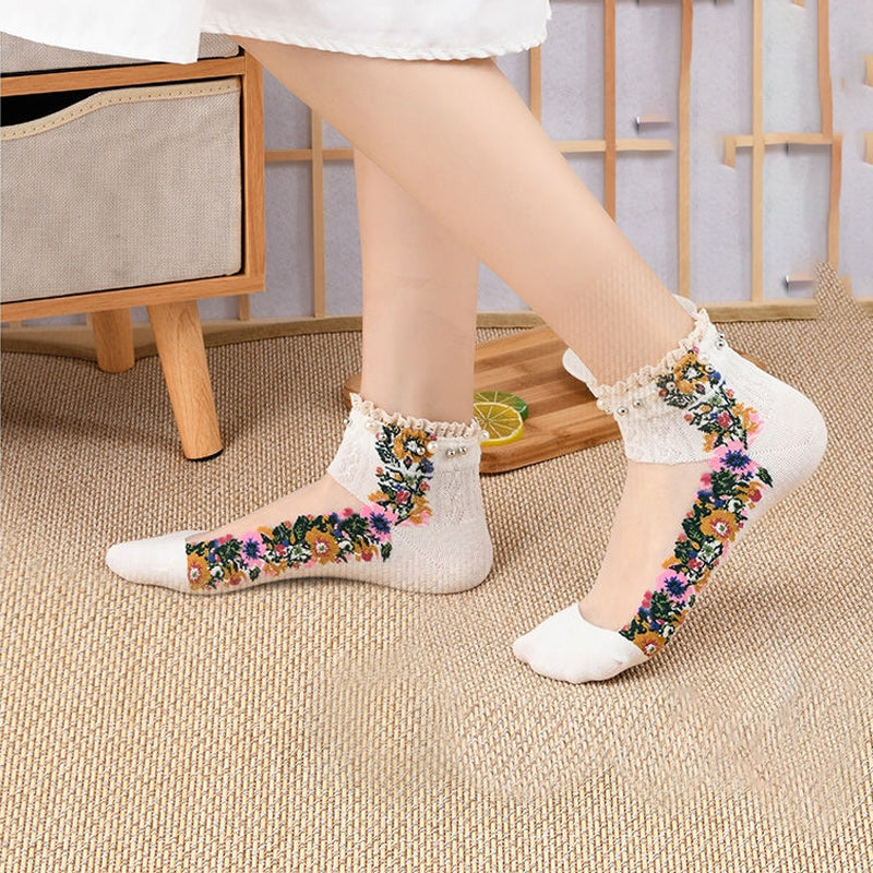 Summer Breathable Vintage Pearl Socks