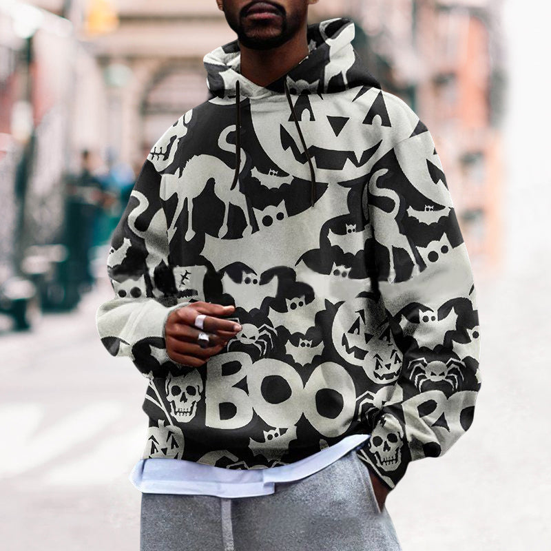 Round Neck Botanical Print Hoodie Sweatshirt