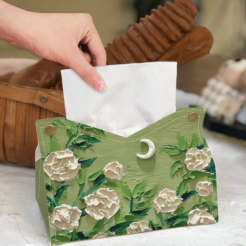 Tissue box with oil painting