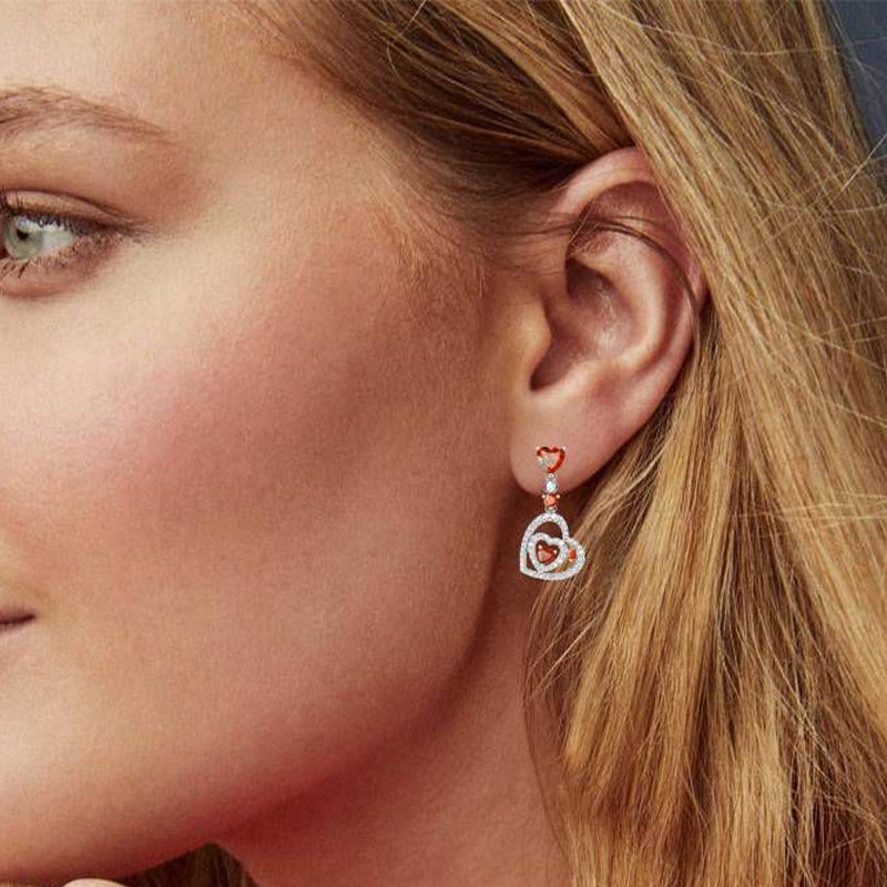 Double Heart Stud Earrings