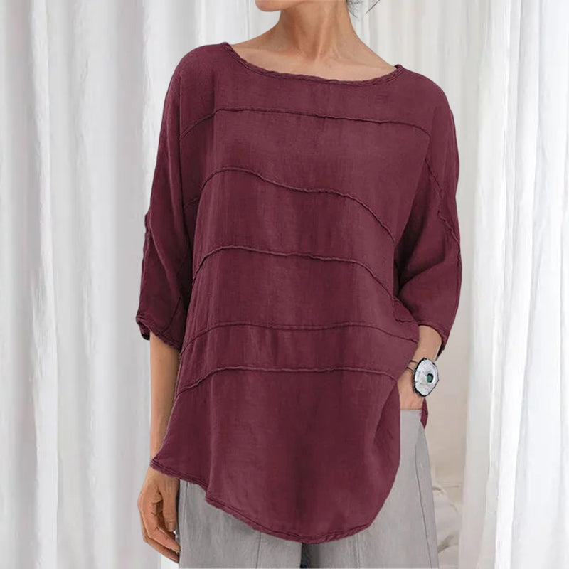 Striped Dolman Sleeve Casual Cotton Top