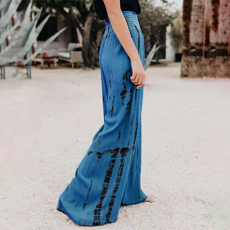 Elasticated High Waist Pocket Wide Leg Pants