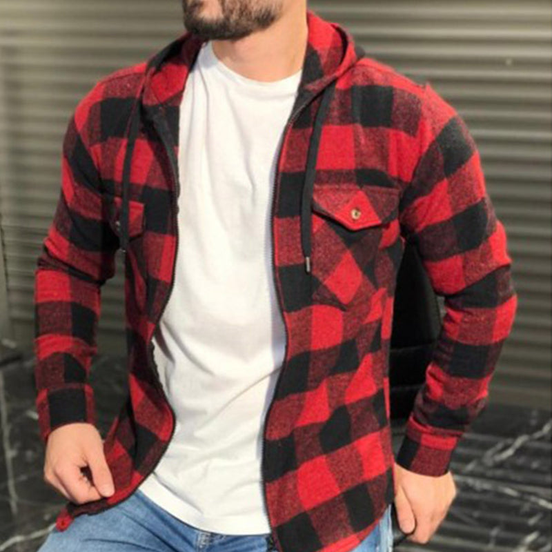 Men's Zip Plaid Shirt