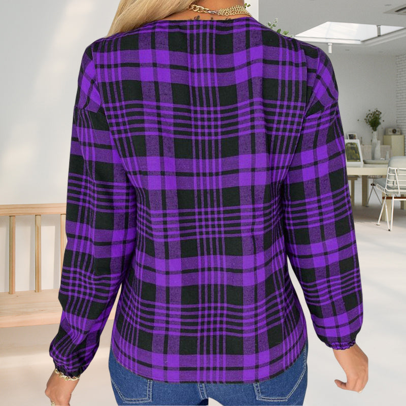 Women's V-Neck Check T-Shirt