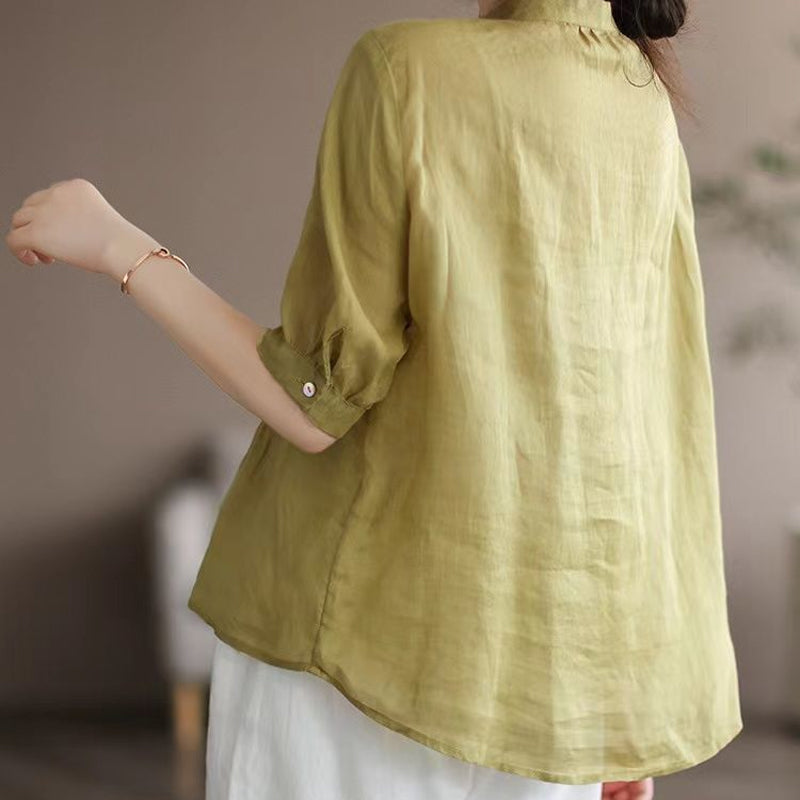 Classic Pleated Temperament Fine-Grained Commuter Shirt
