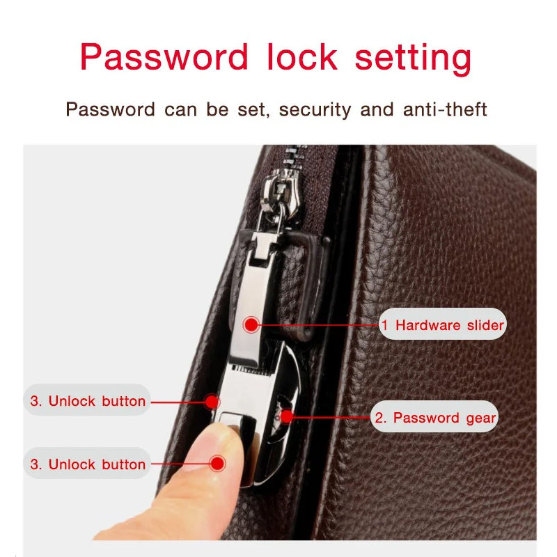 Anti-theft Combination Lock Business Men's Clutch