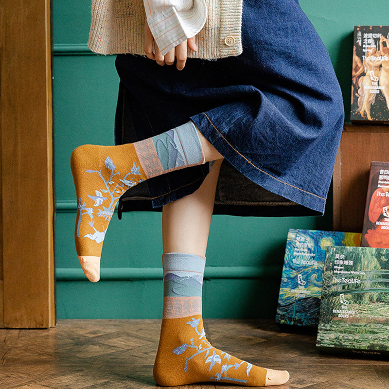 Oil Painting Style Abstract Style Socks