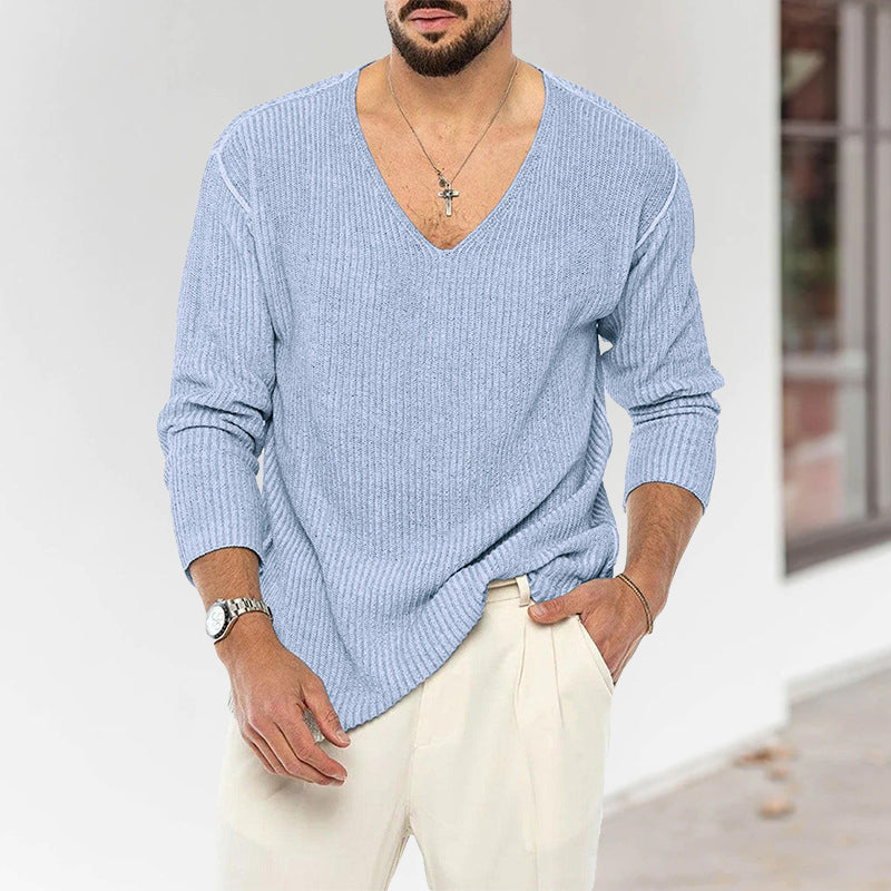 Men's V-neck Long-sleeve Sweater