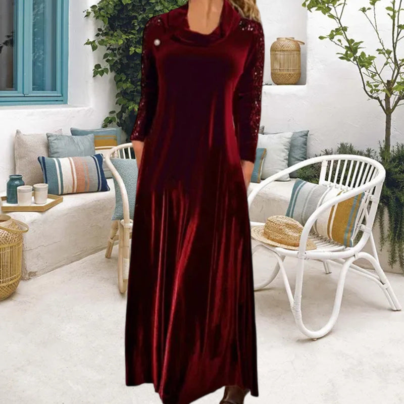 Long Sleeve Velvet Maxi Dress with Sequins