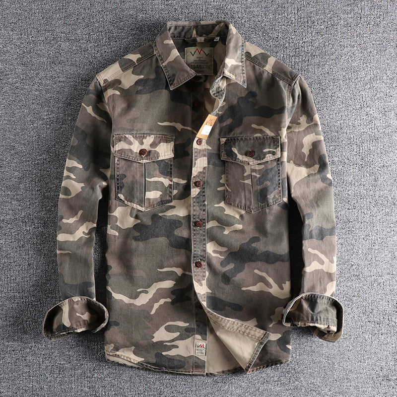 Men's Long Sleeve Camouflage Print Work Shirt