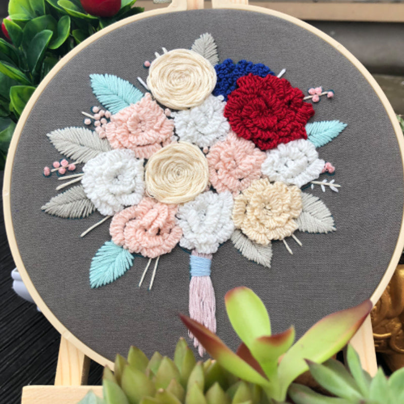 Colorful floral embroidery craft kits